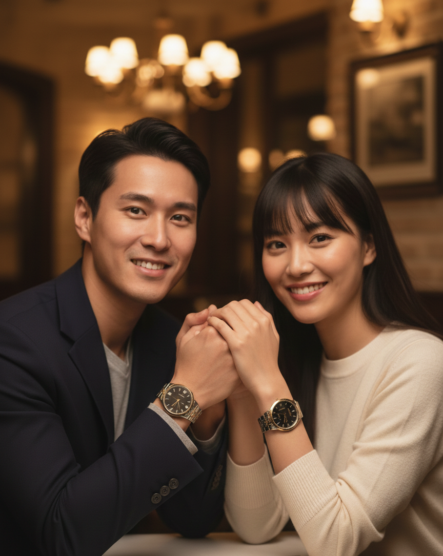 Citron Black Dial Couple Set -Two-Tone Watches