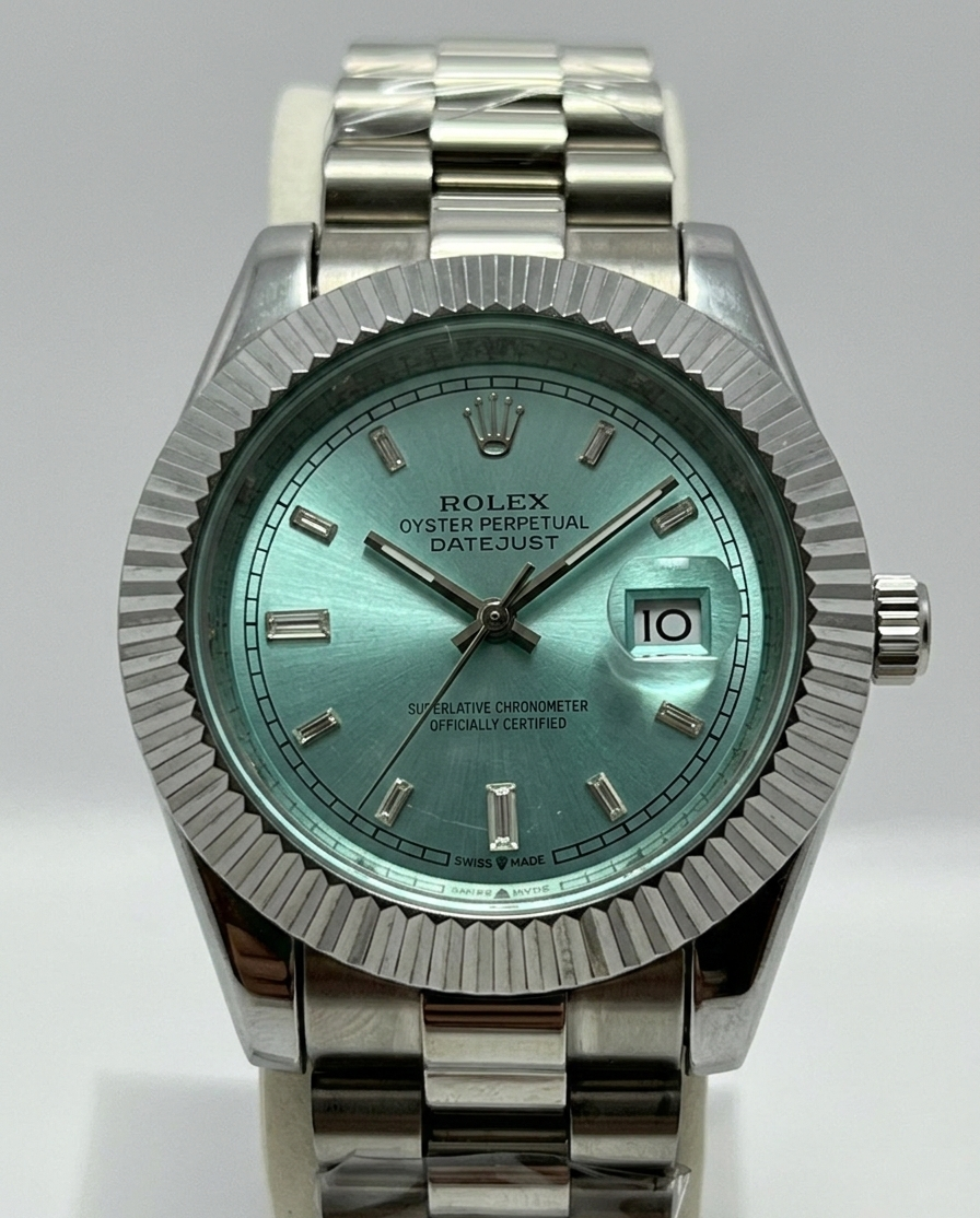 Rolex Stainless Steel with Aqua Blue Dial