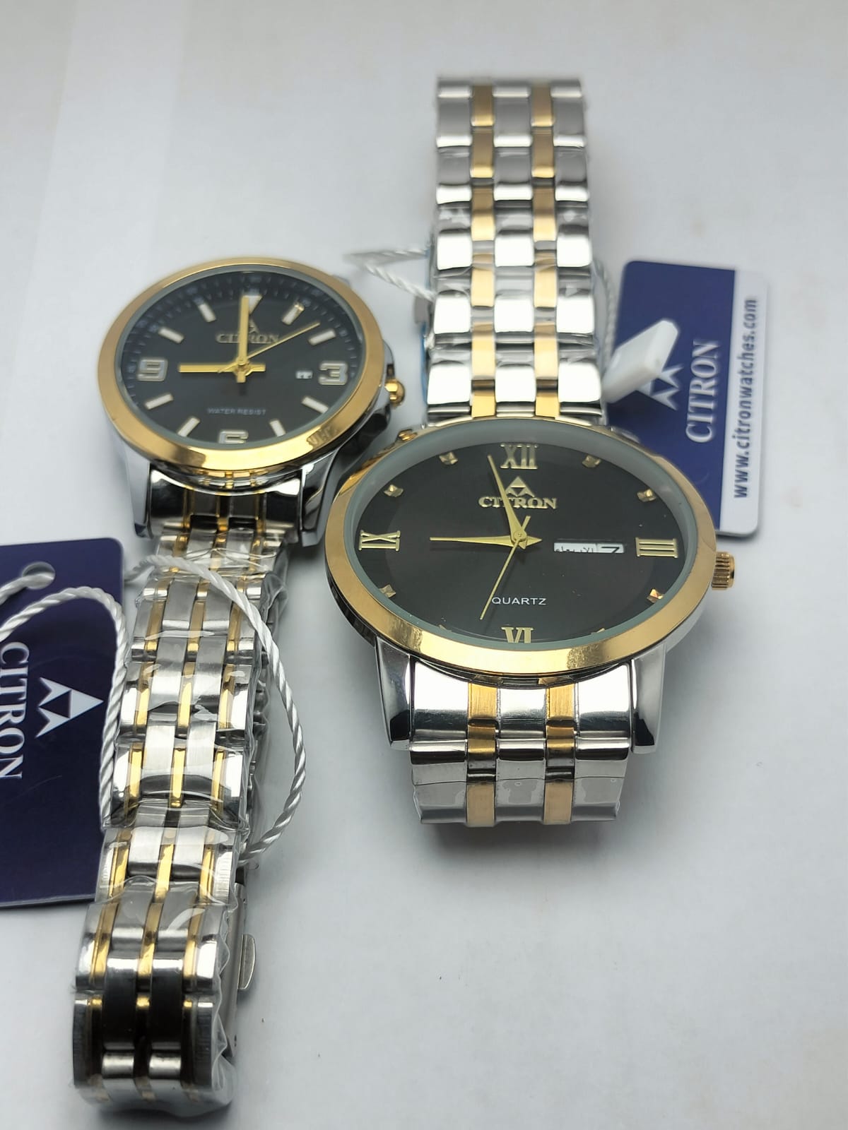 Citron Black Dial Couple Set -Two-Tone Watches