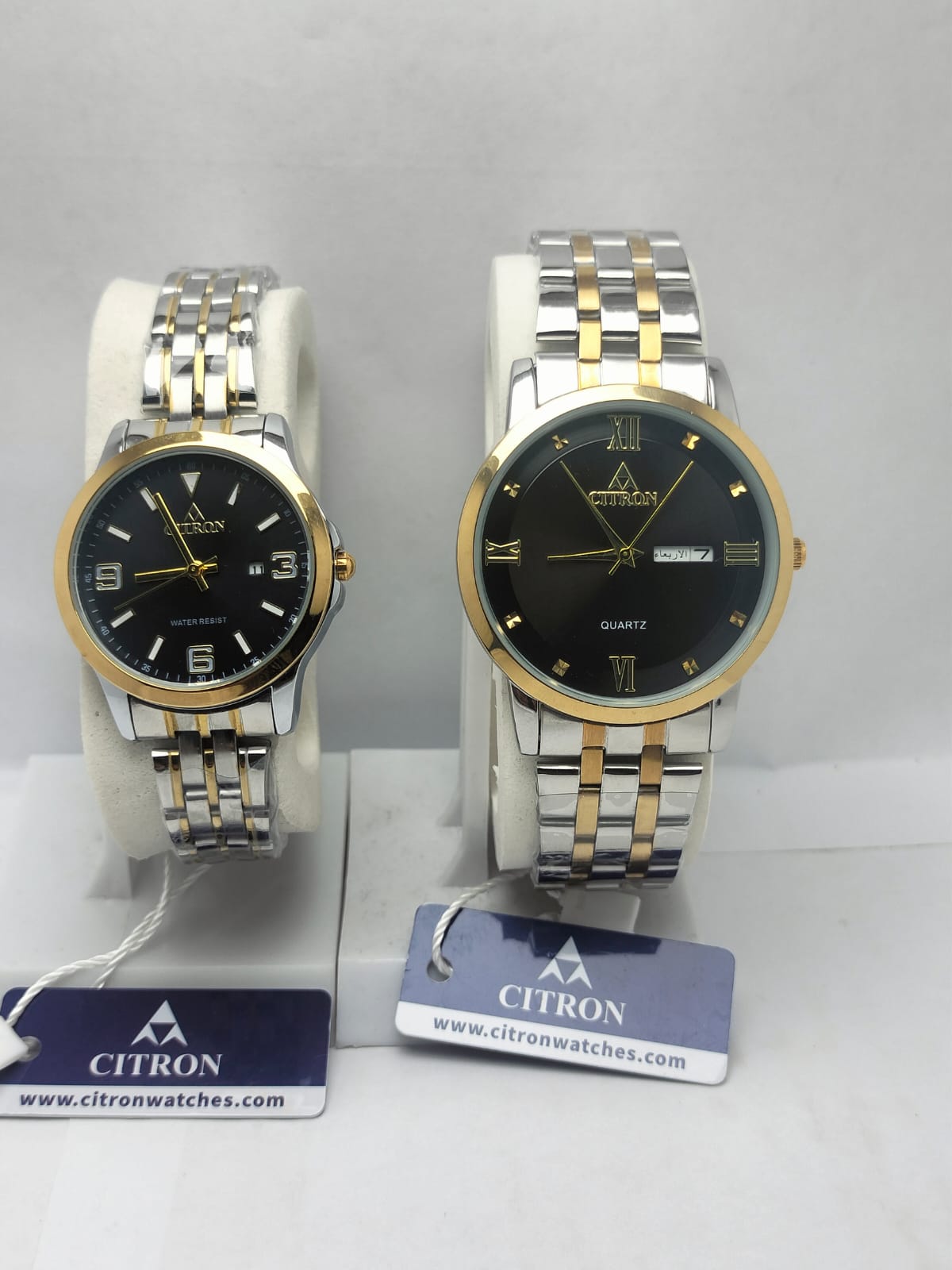 Citron Black Dial Couple Set -Two-Tone Watches