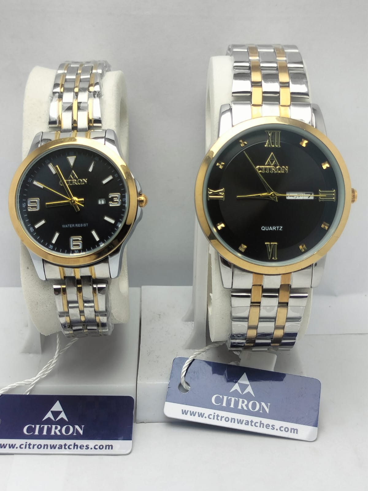 Citron Black Dial Couple Set -Two-Tone Watches