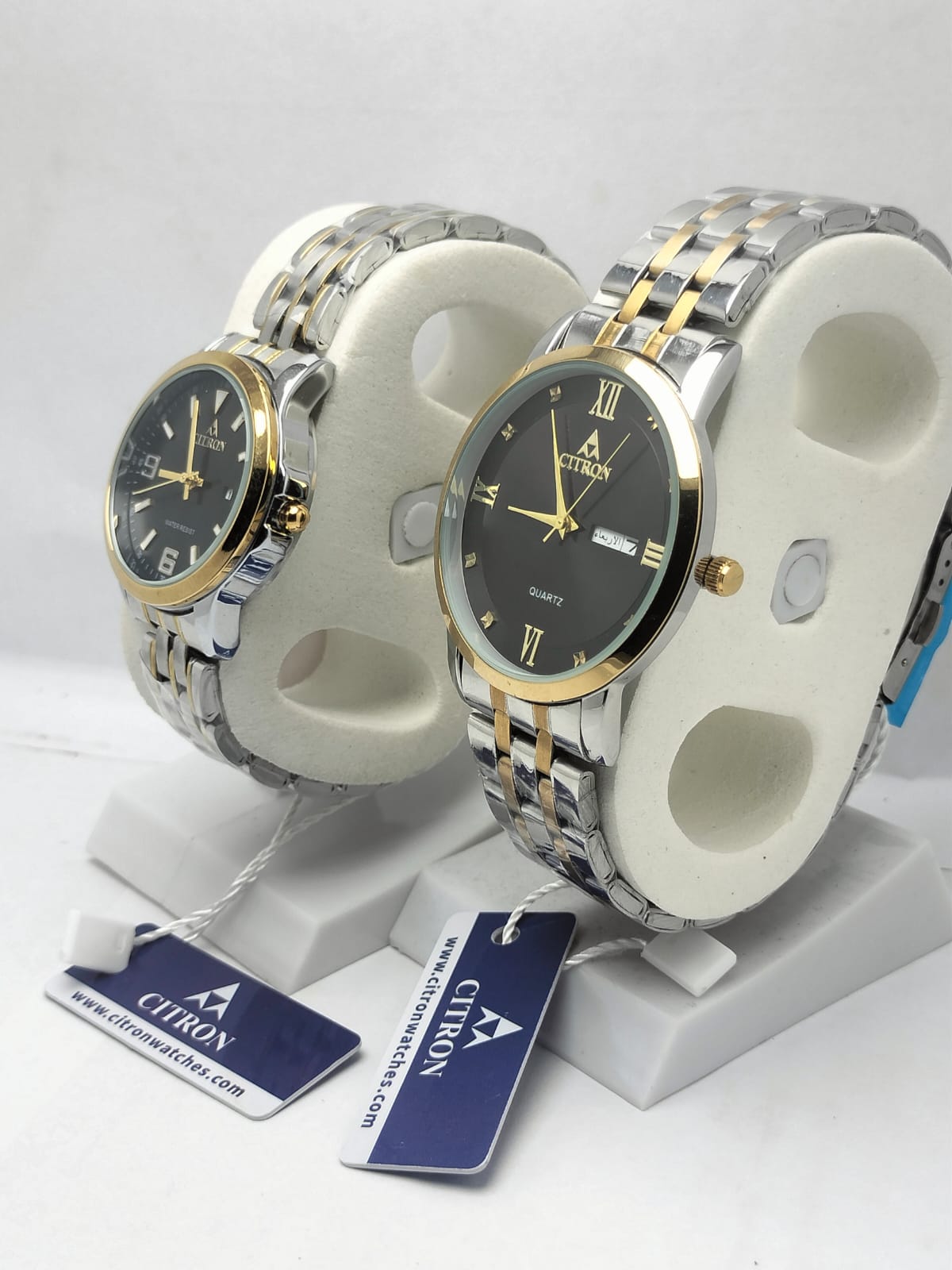 Citron Black Dial Couple Set -Two-Tone Watches