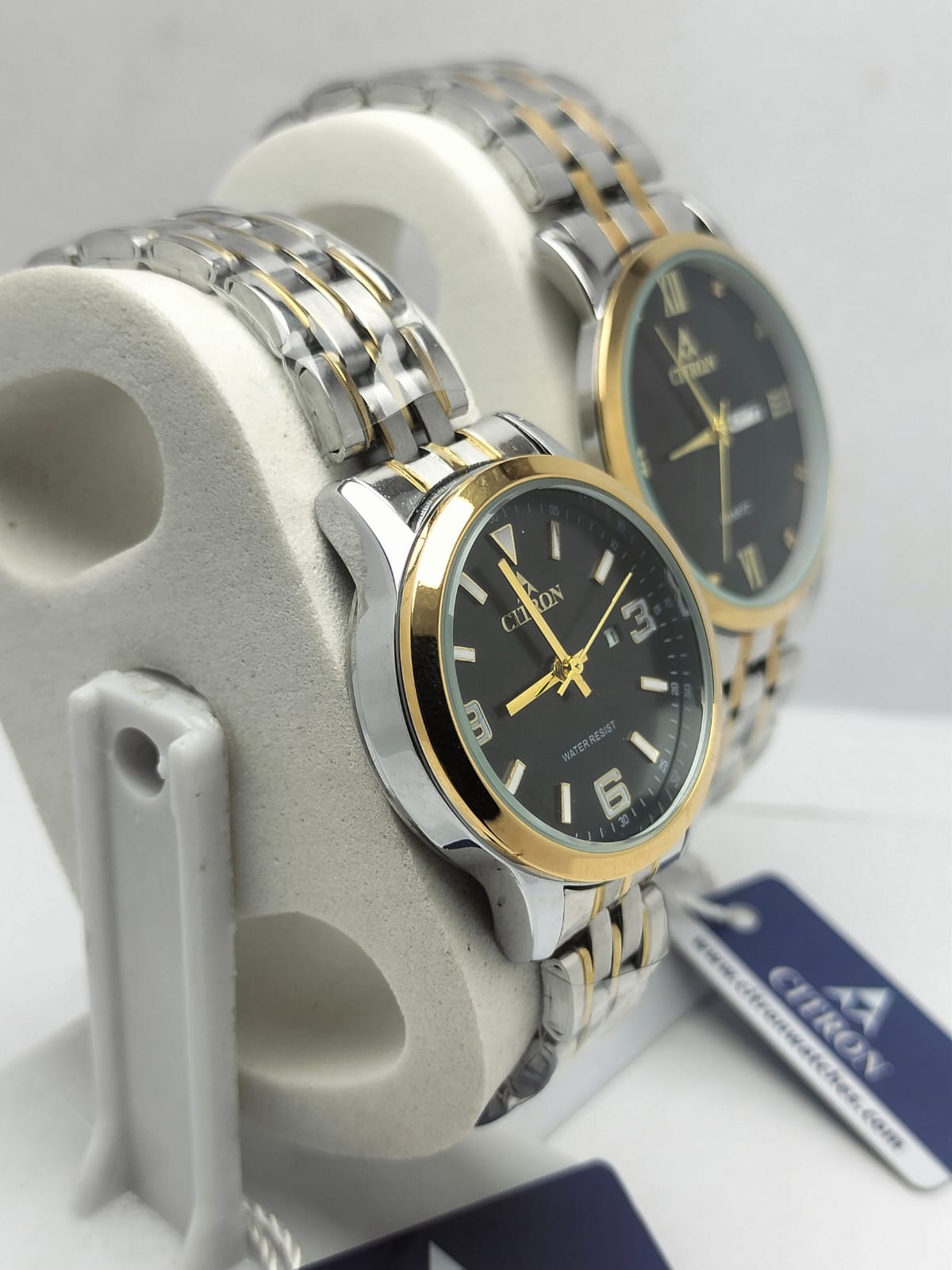 Citron Black Dial Couple Set -Two-Tone Watches